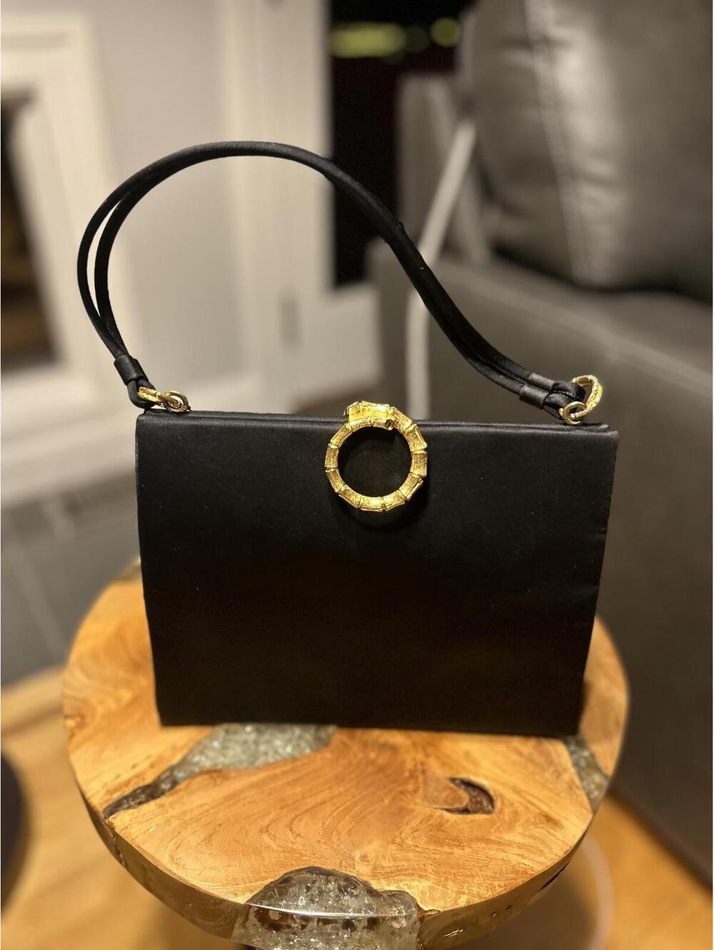 Vintage Koret Silk Handbag with Gold Accents